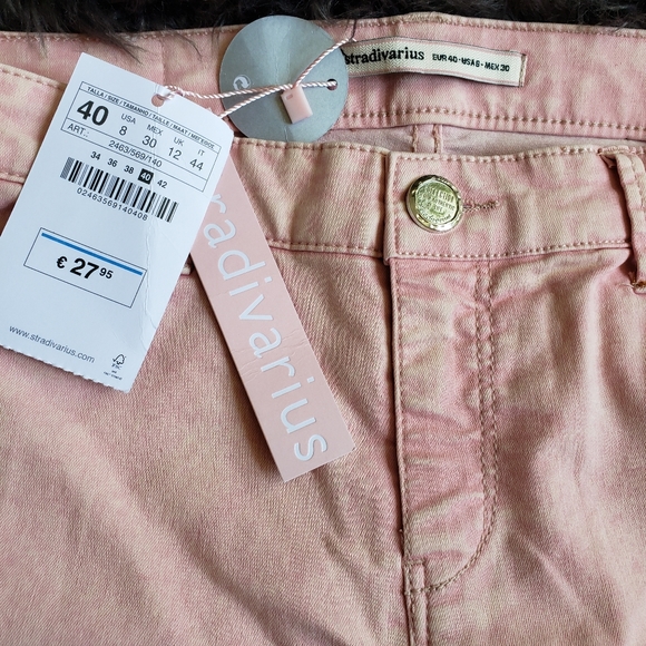 Stradivarius Barbie Pink Wash Jeans Pants Jeggings Pockets Stretchy Skinny Sz 8 - Picture 3 of 5